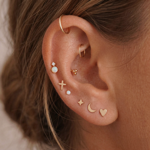 14K Solid Gold Tiny Clicker Hoop 8mm
