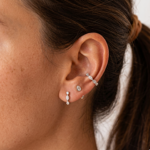 Teardrop CZ Huggie Earrings