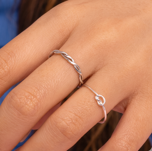 Braided Skinny Ring Silver
