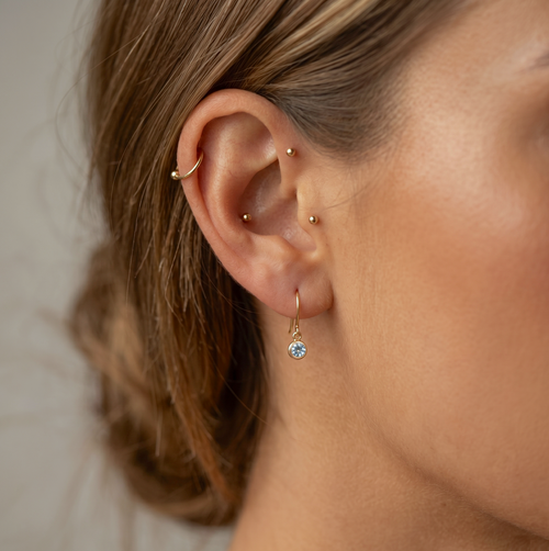 Personalised Birthstones Bezel Dangling Earrings
