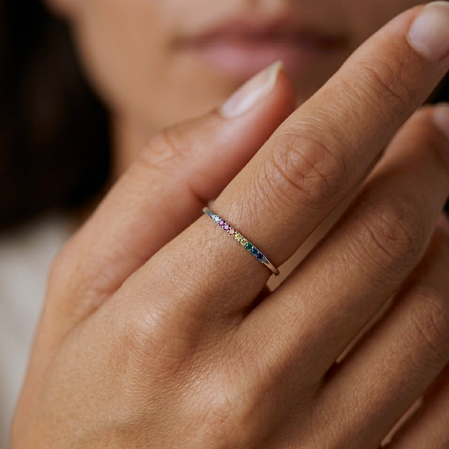 Rainbow Eternity Ring Silver