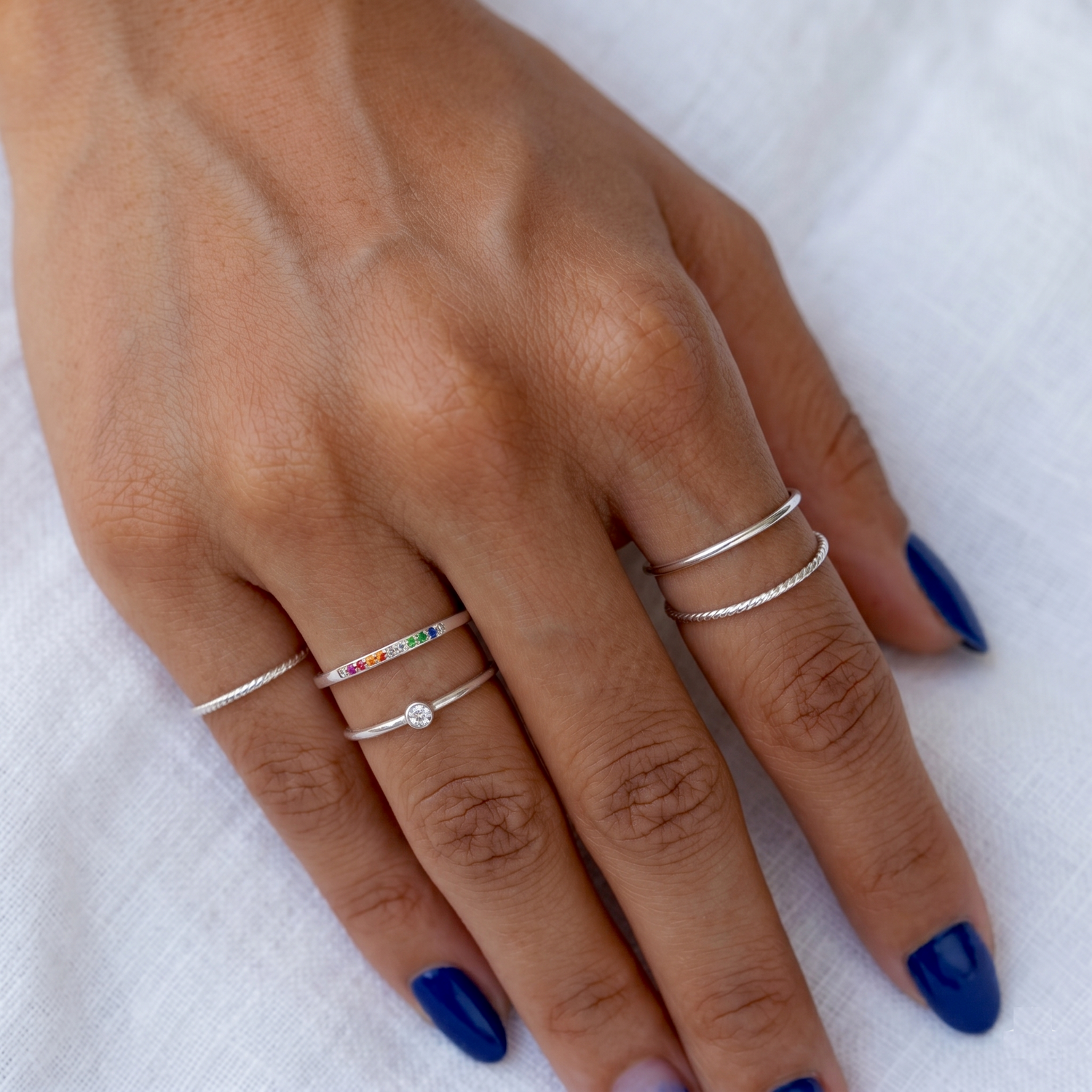 Rainbow Eternity Ring Silver
