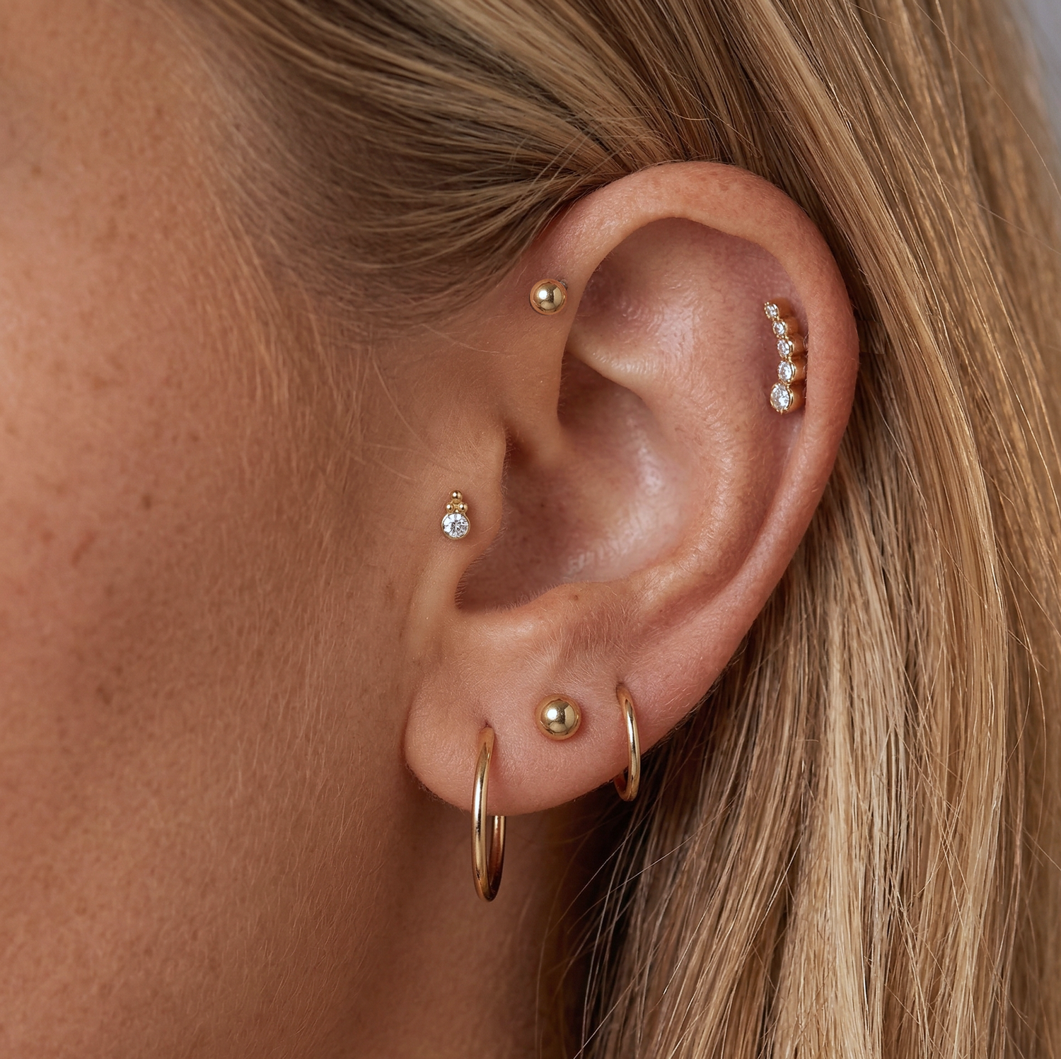 14K Solid Gold Endless Mini Hoop Earrings 10mm