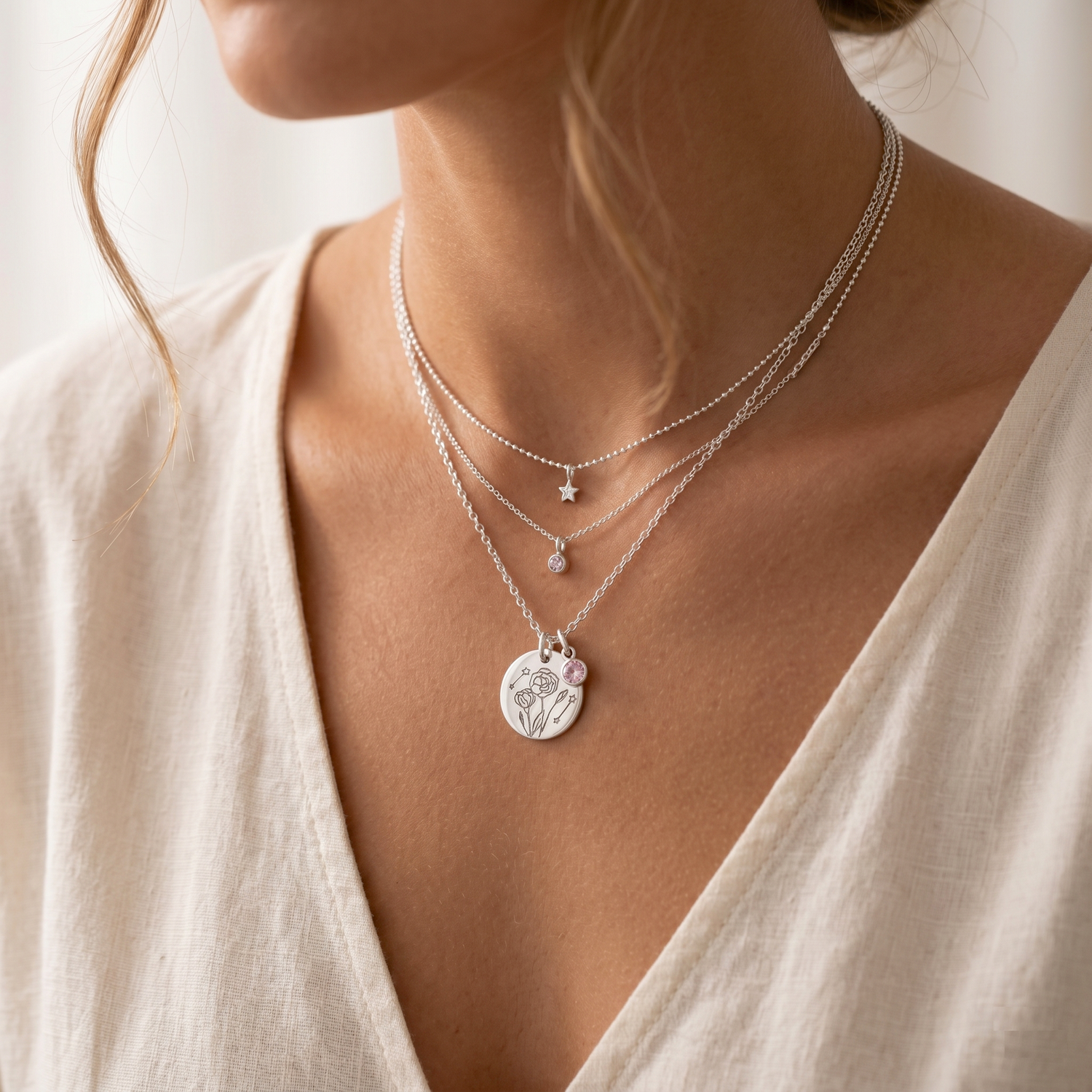 Personalized Stardust Bloom Necklace