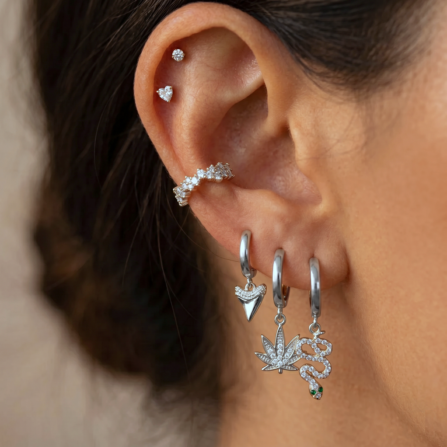 Heart Prong Set Internal Threaded Micro Labret