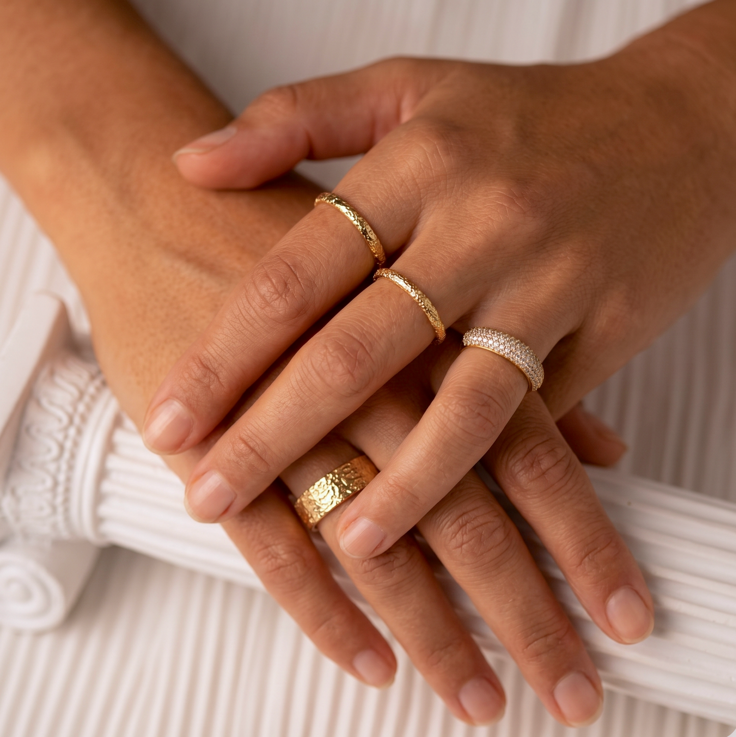 Encrusted Pave Dome Ring Gold