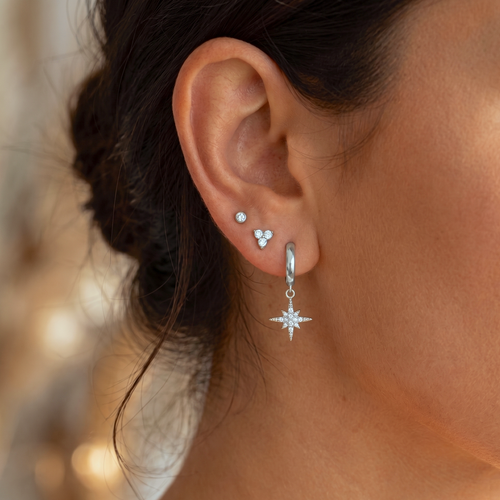 Pave Starburst Huggies Earrings