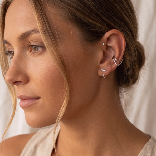 Pave Bar Huggies Earrings