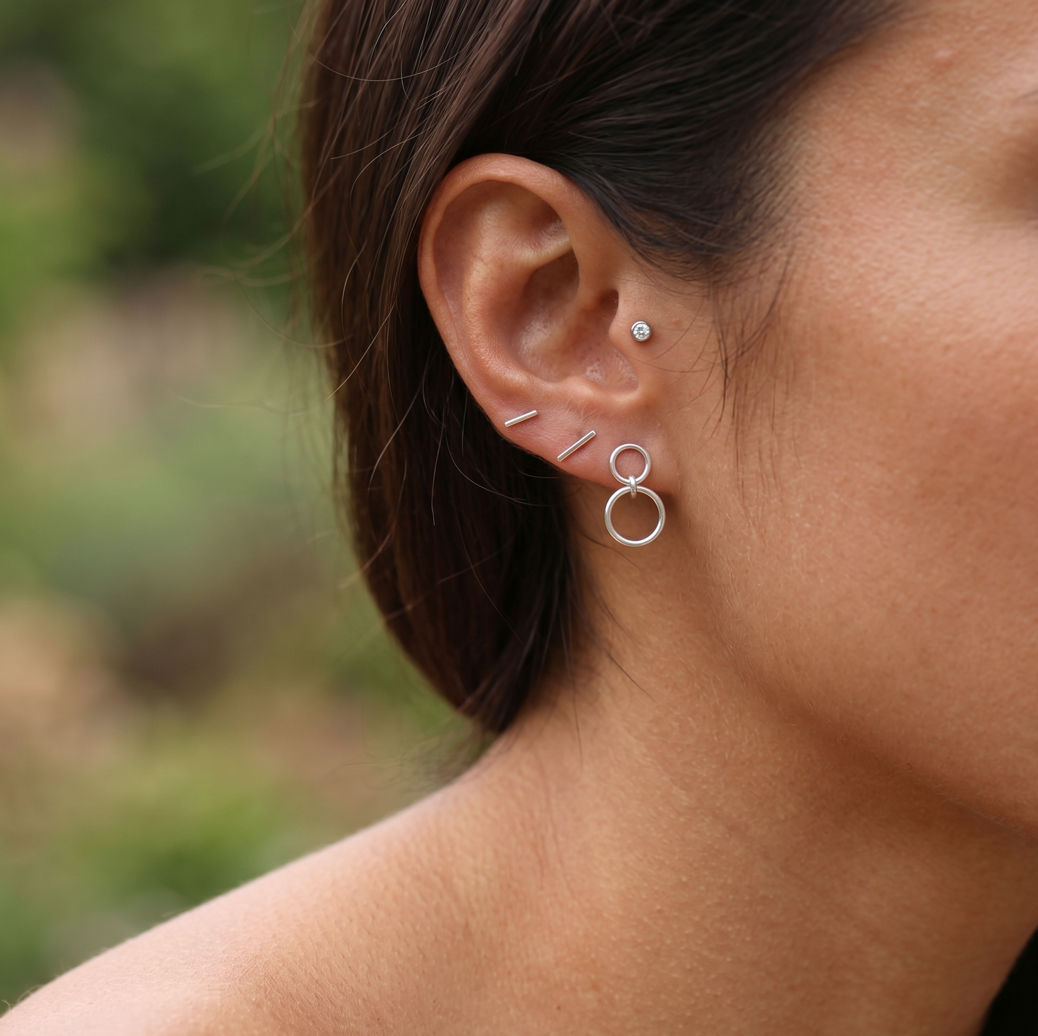 Double Circle Stud Earrings