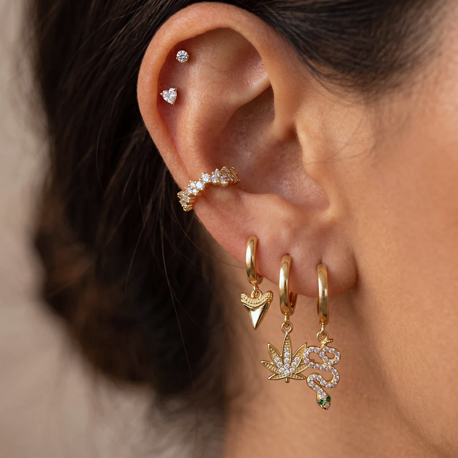 Sparkly Sweet Leaf Hoop Earrings