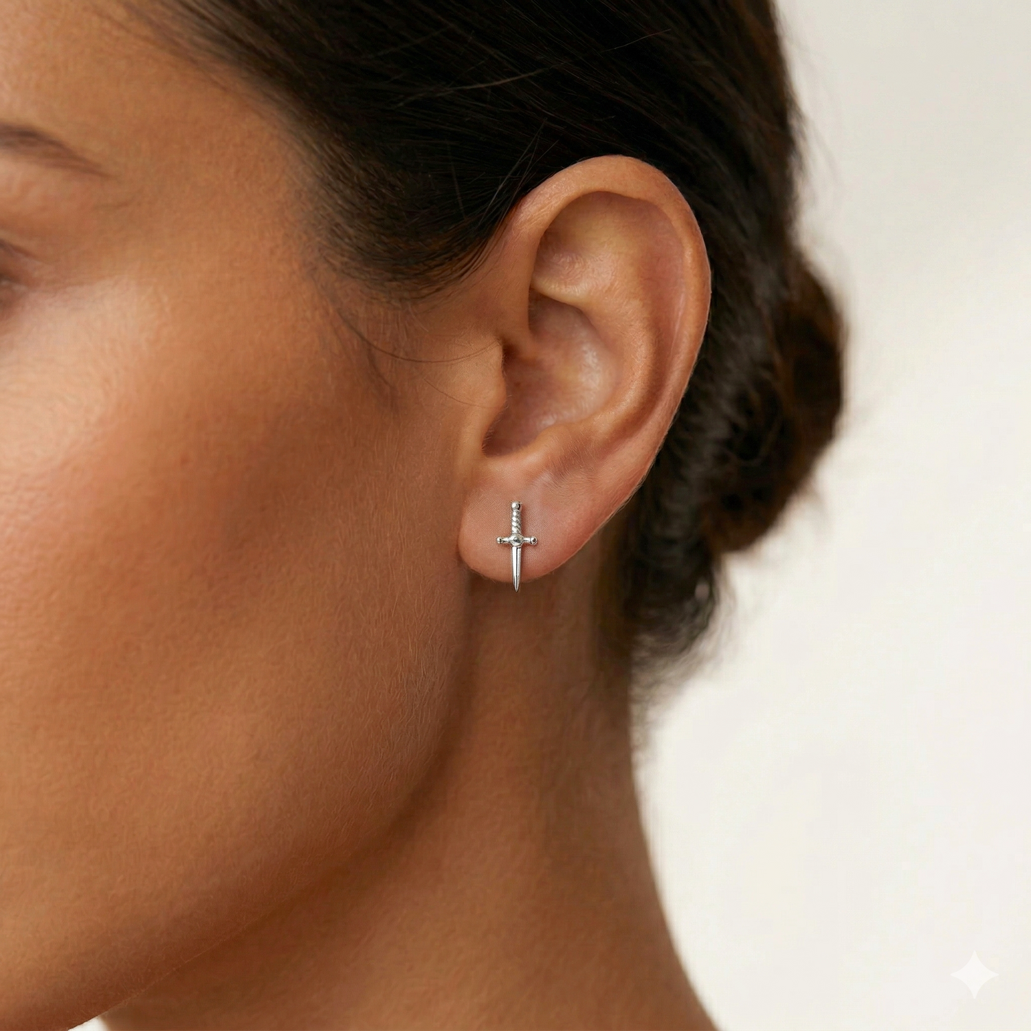 14K Solid Gold Mini Dagger Internal Threaded Labret Earring