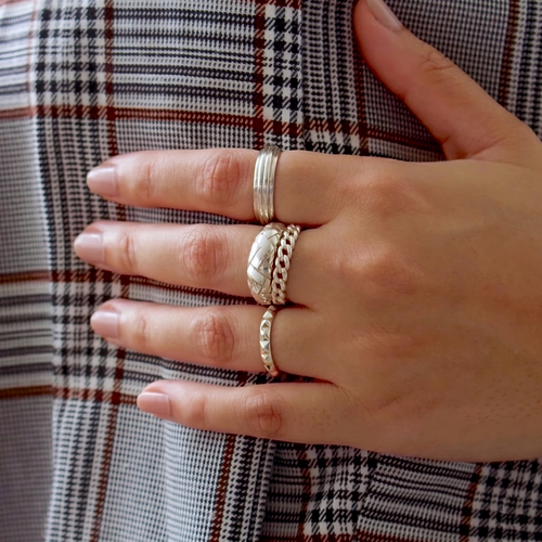 Nour Pyramid Ring Silver