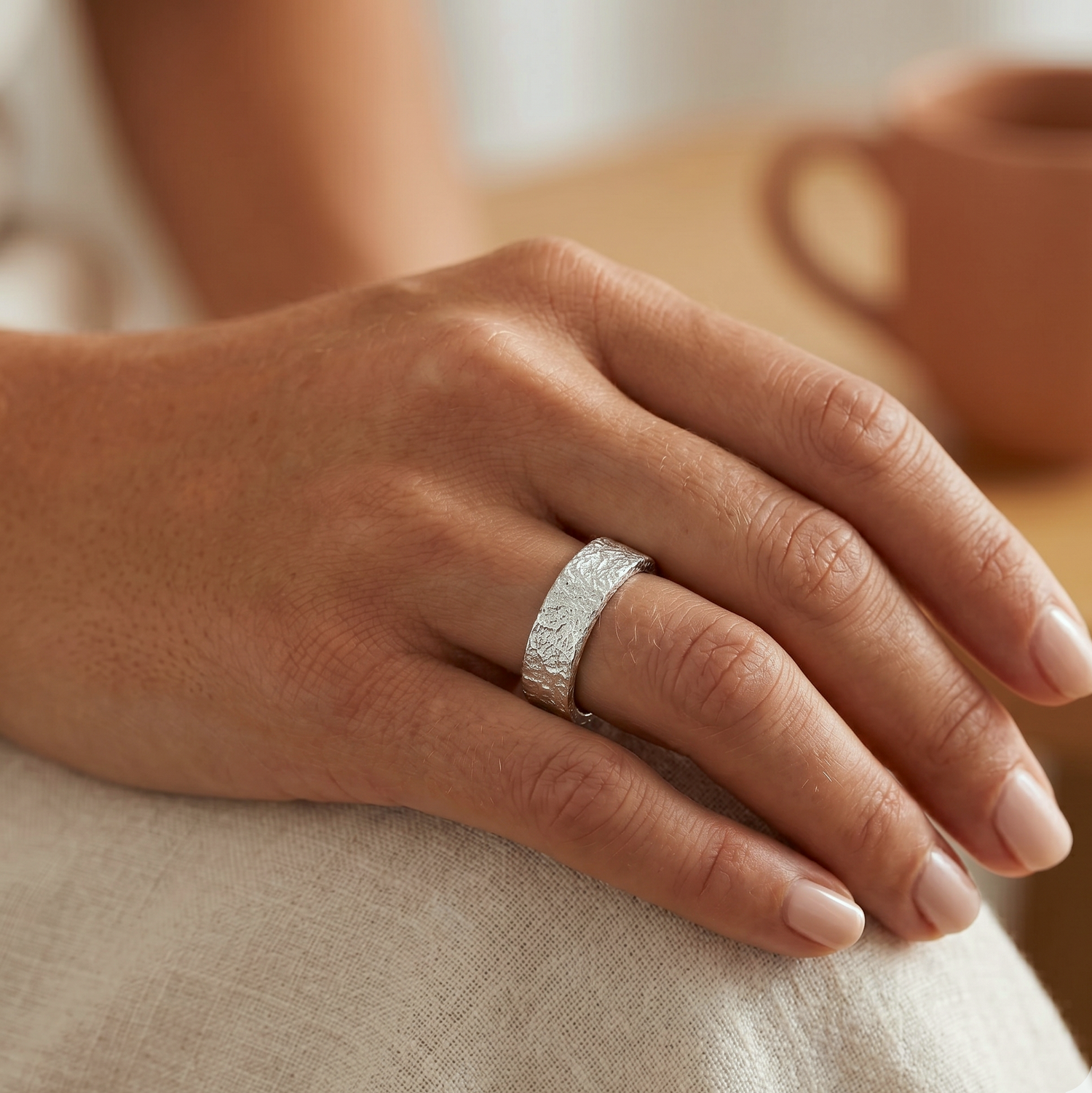 Vintage Finish Bold Stack Ring Silver
