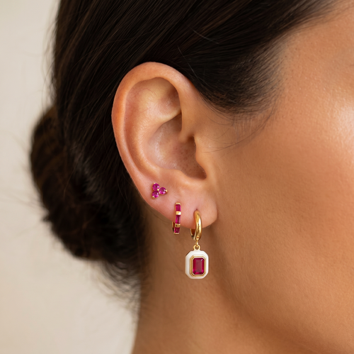 Ruby Bedazzle Hoop Earrings