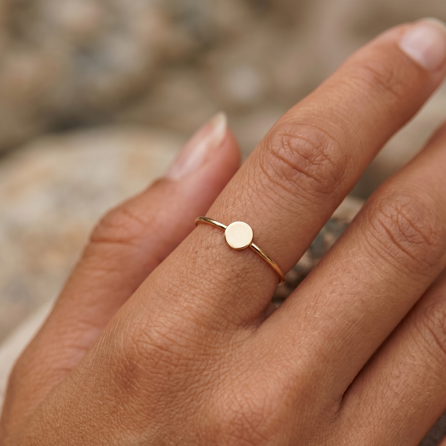 Mini Disc Stacking Ring Gold