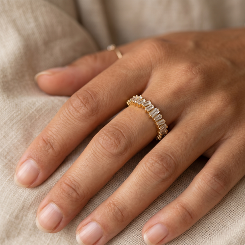Embellished Baguette Ring Gold