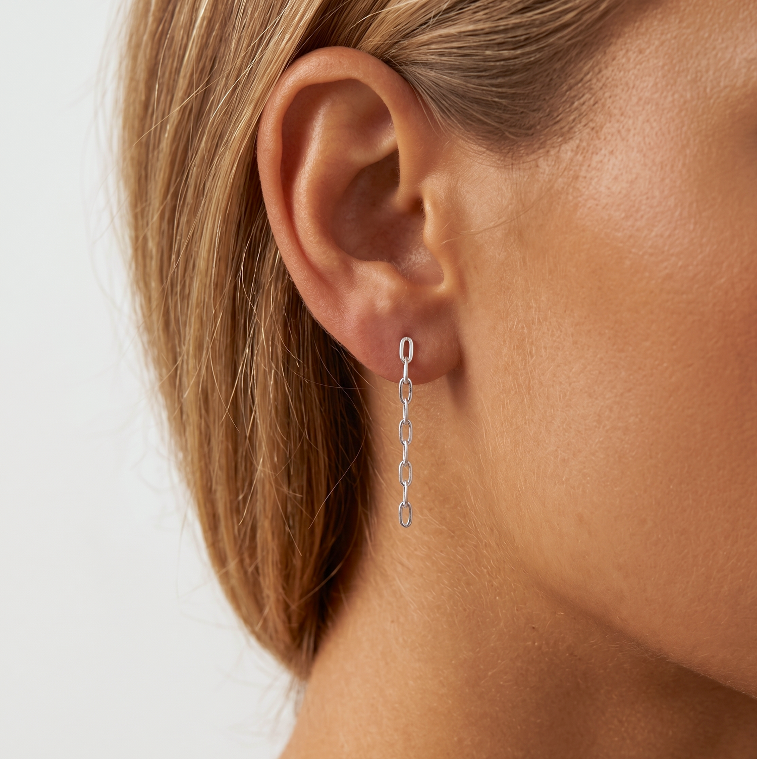 Paper Clip Chain Stud Earrings