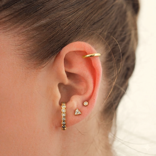 Bezel Suspender Stud Earrings