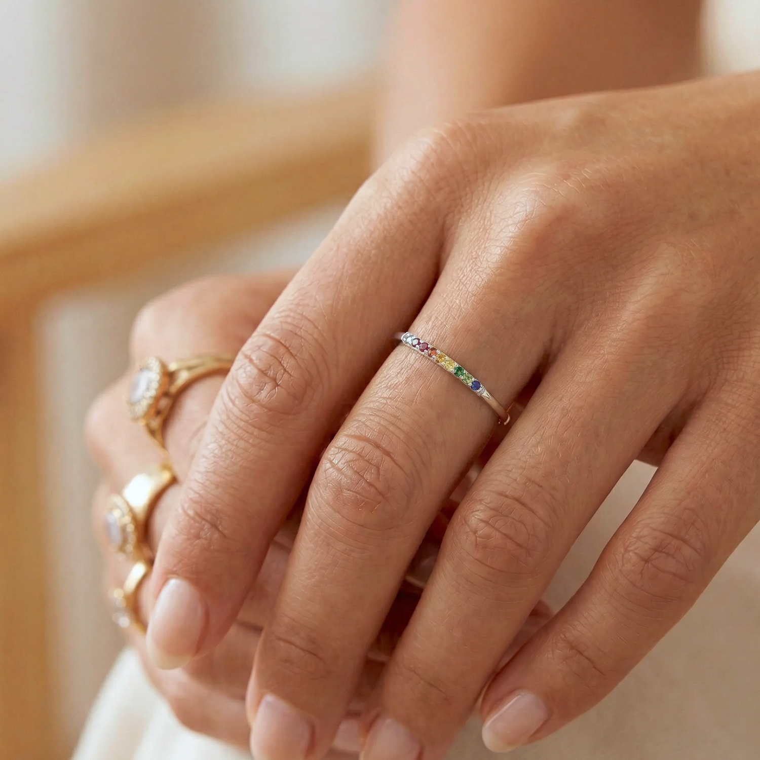 Rainbow Eternity Ring Silver