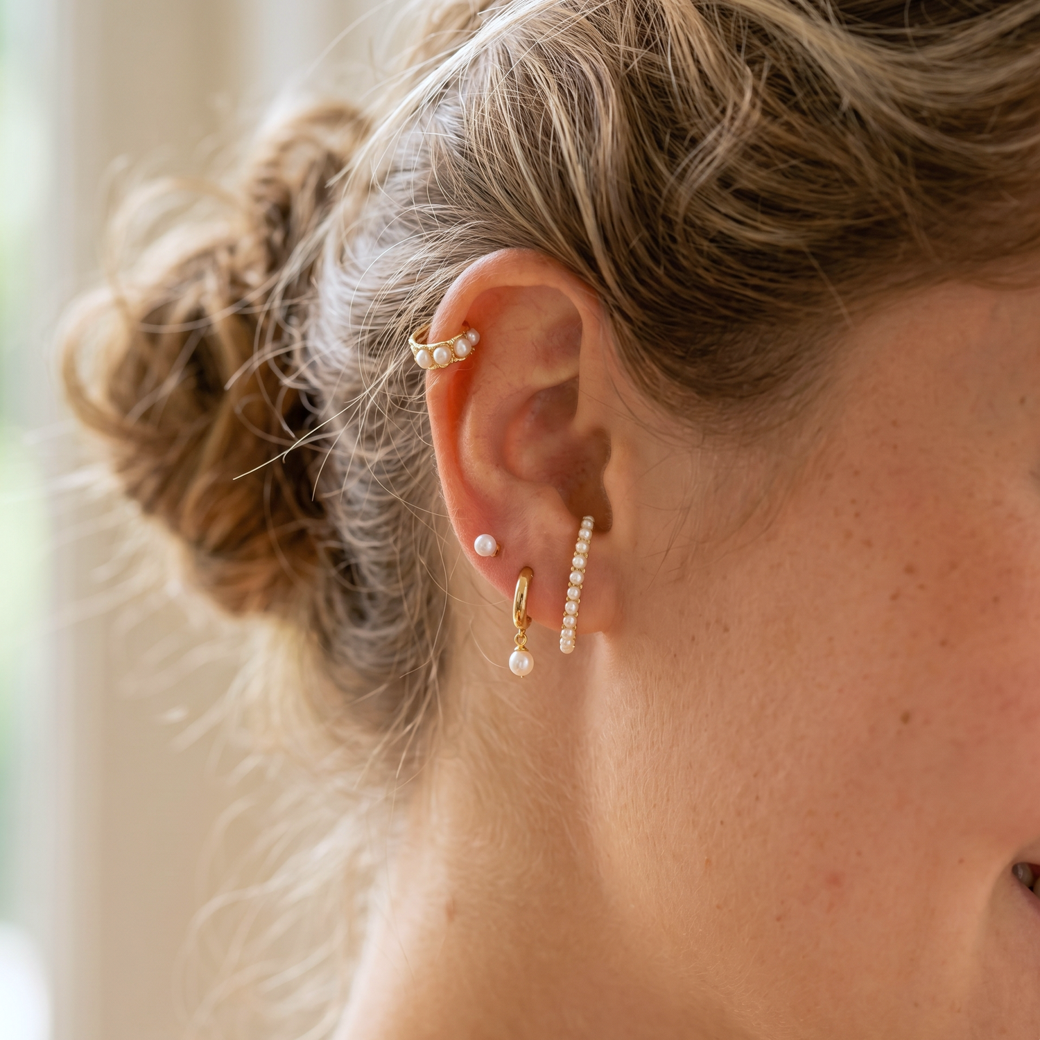 Pearl Suspender Stud Earrings