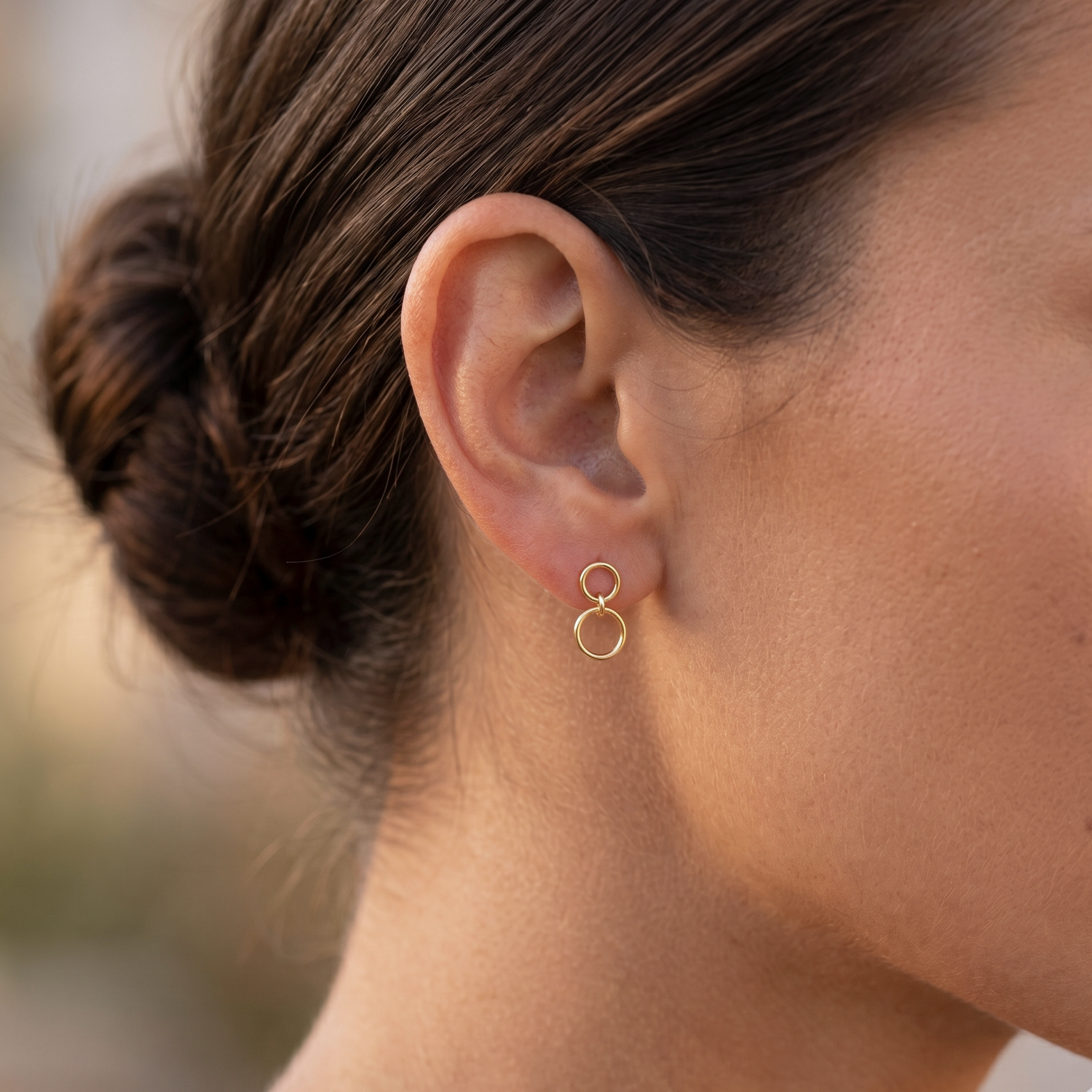 Double Circle Stud Earrings