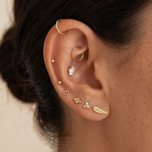 14K Solid Gold Baby Ball Labret Earring 2mm