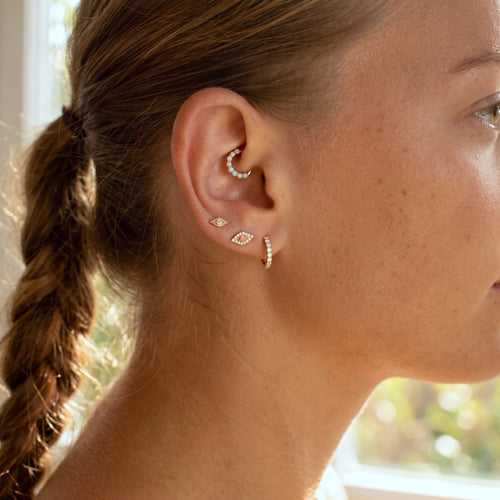 14K Solid Gold Opal Eternity Hoop Clicker