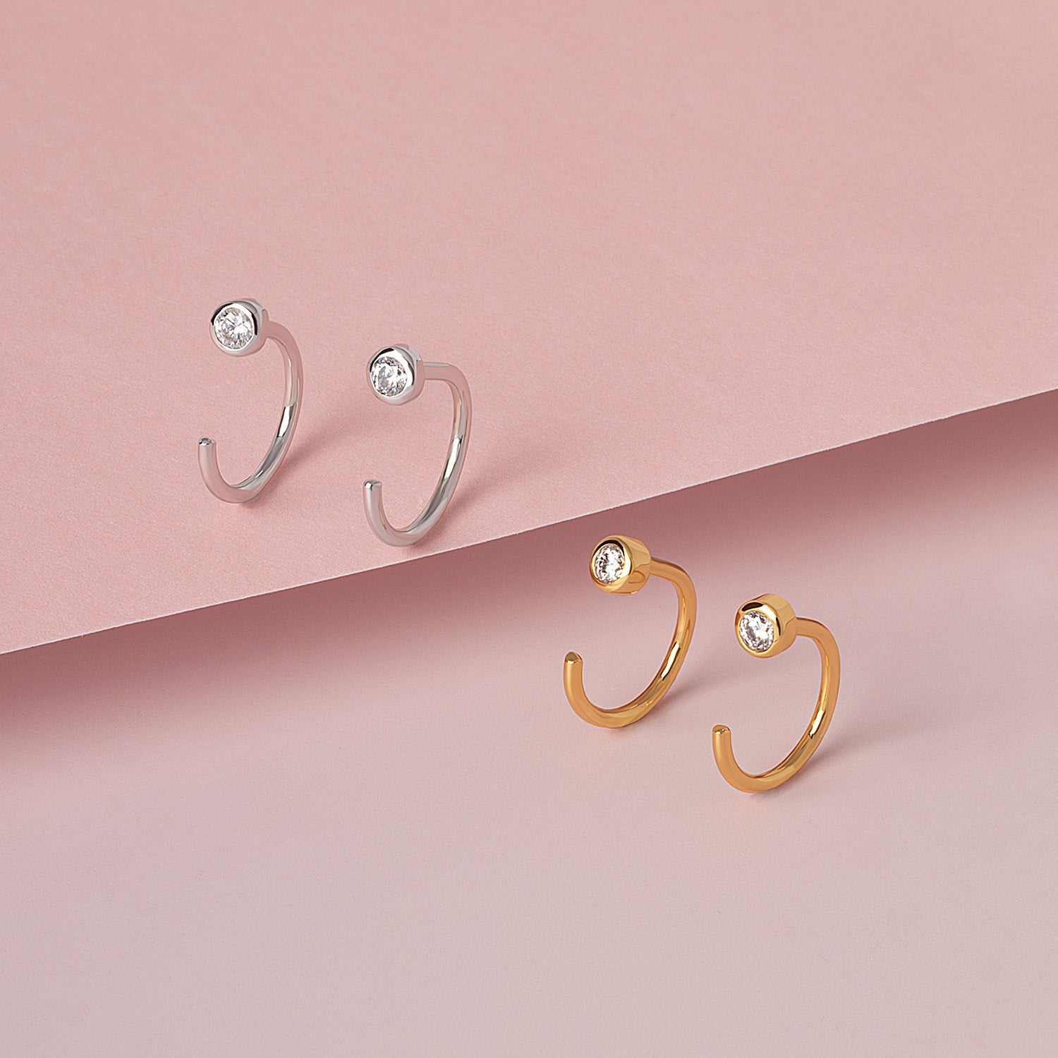 Mini Bezel Huggies Earrings