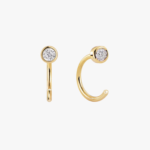 Mini Bezel Huggies Earrings