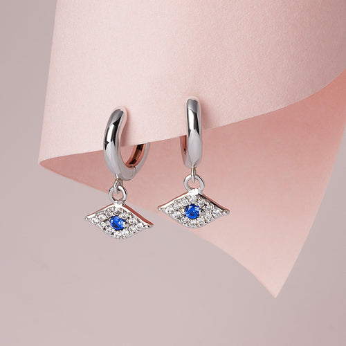 Sparkle Evil Eye Hoop Earrings