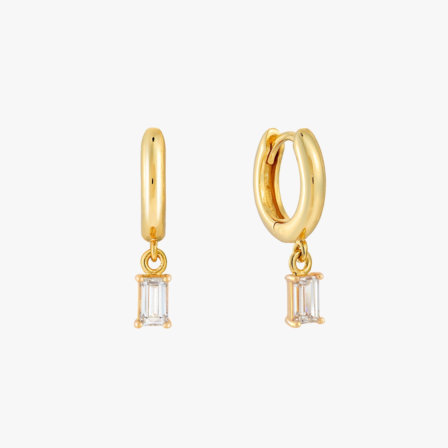 Baguette Drop Huggie Earrings