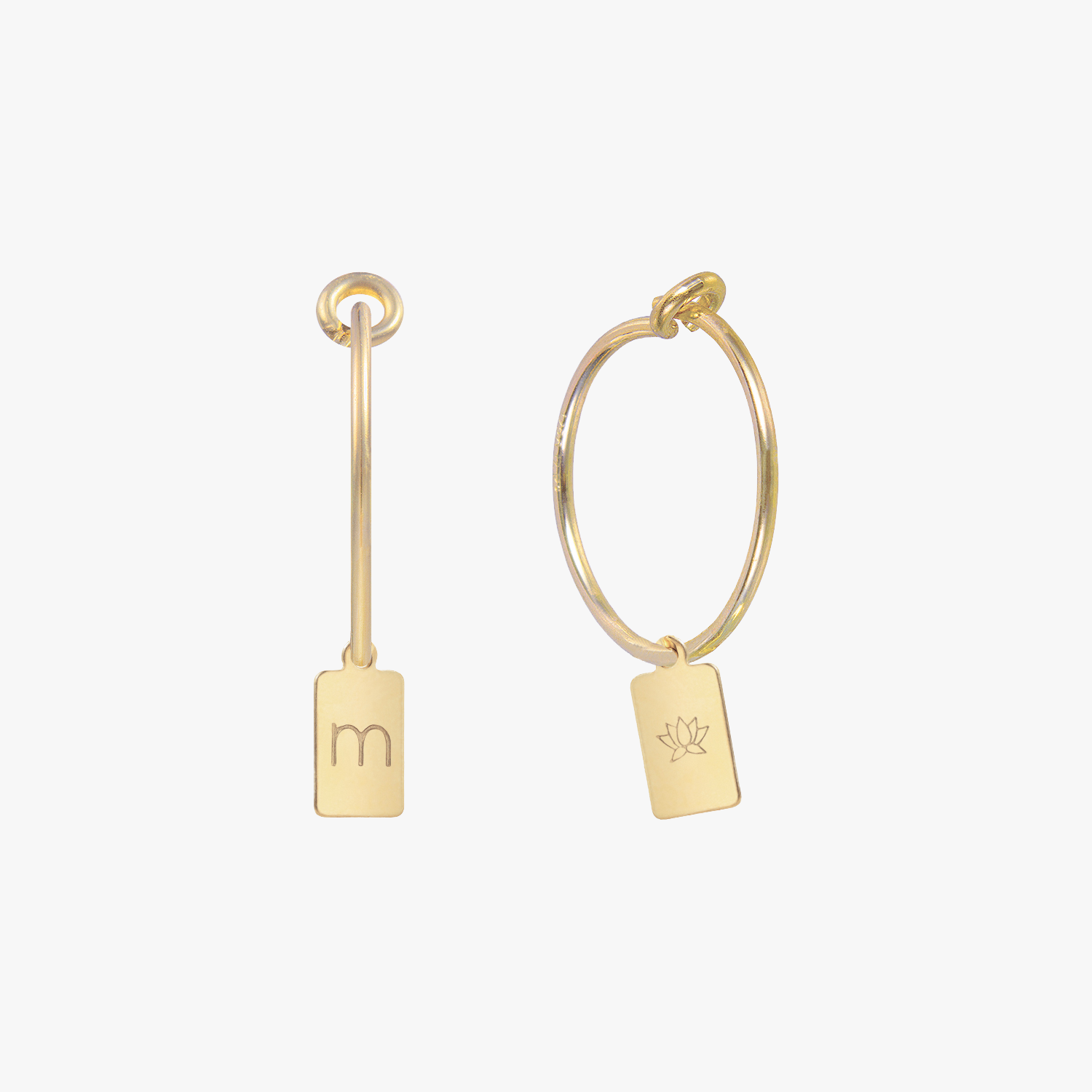 Personalized Tag Icon Initial Hoop Earrings