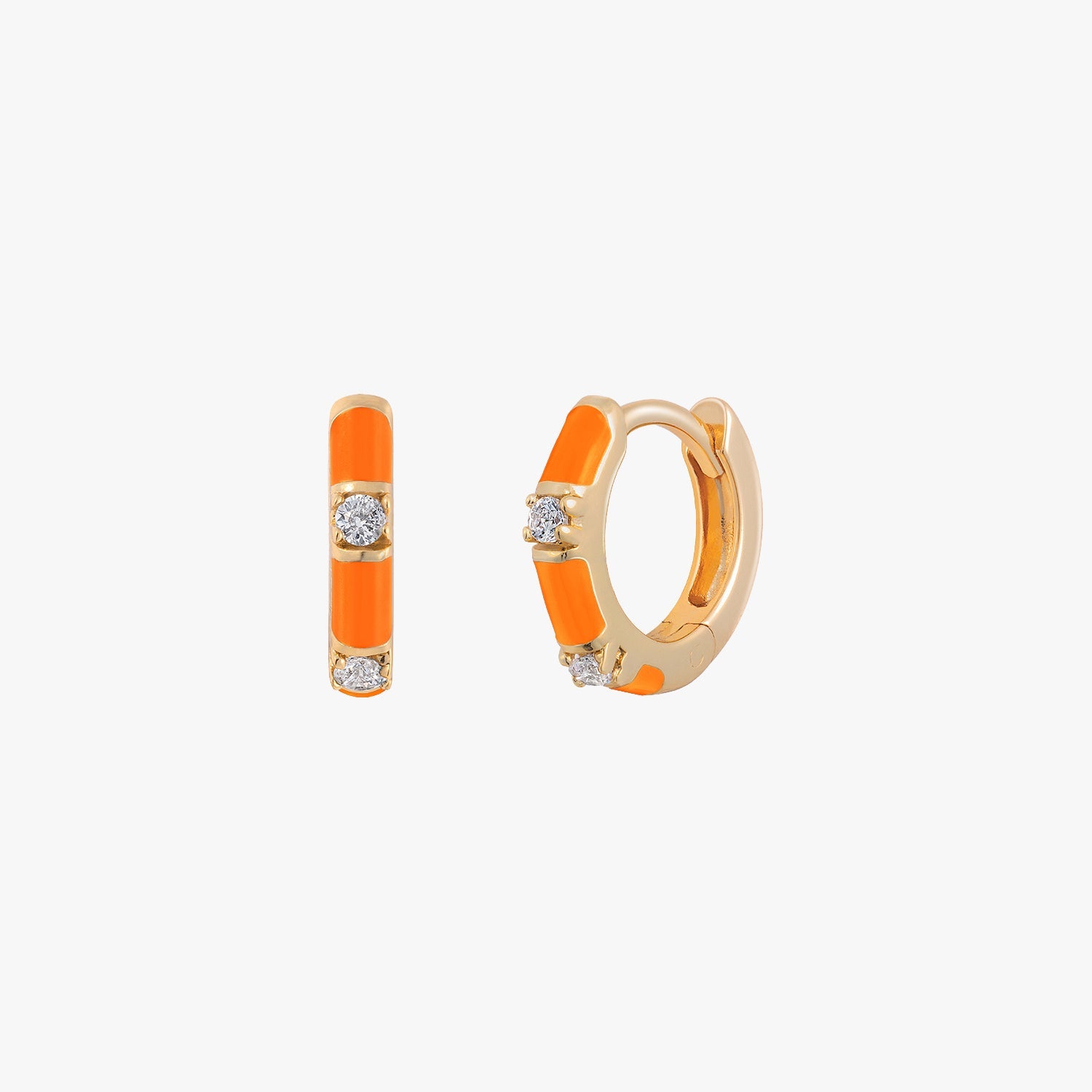 Coral Orange CZ Huggie Hoop