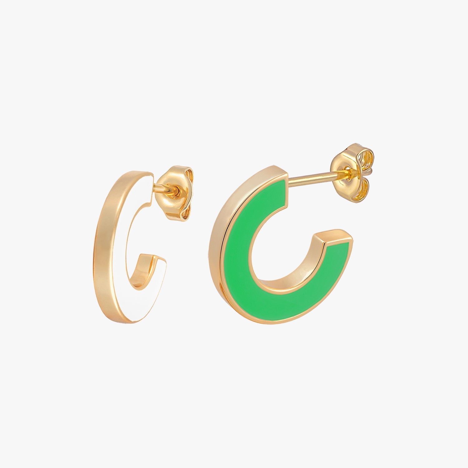 White Green Future Reversible Enamel Earrings