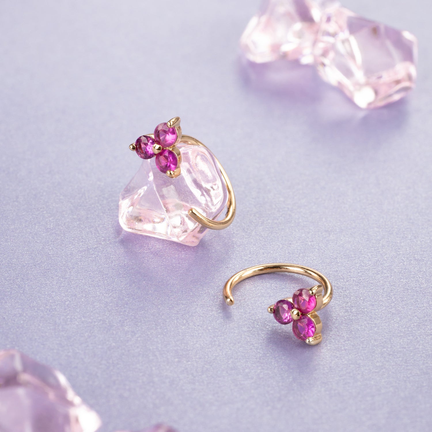 Ruby Trinity Huggie Earrings