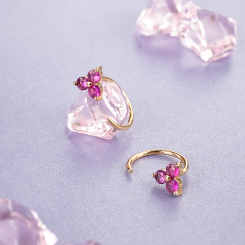 Ruby Trinity Huggie Earrings