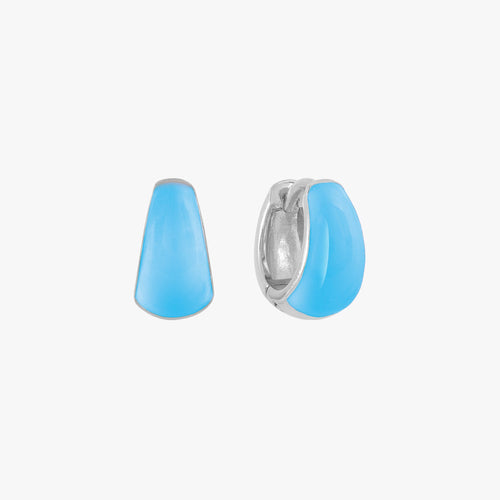 Sky Blue Bold Dome Enamel Huggie Earrings