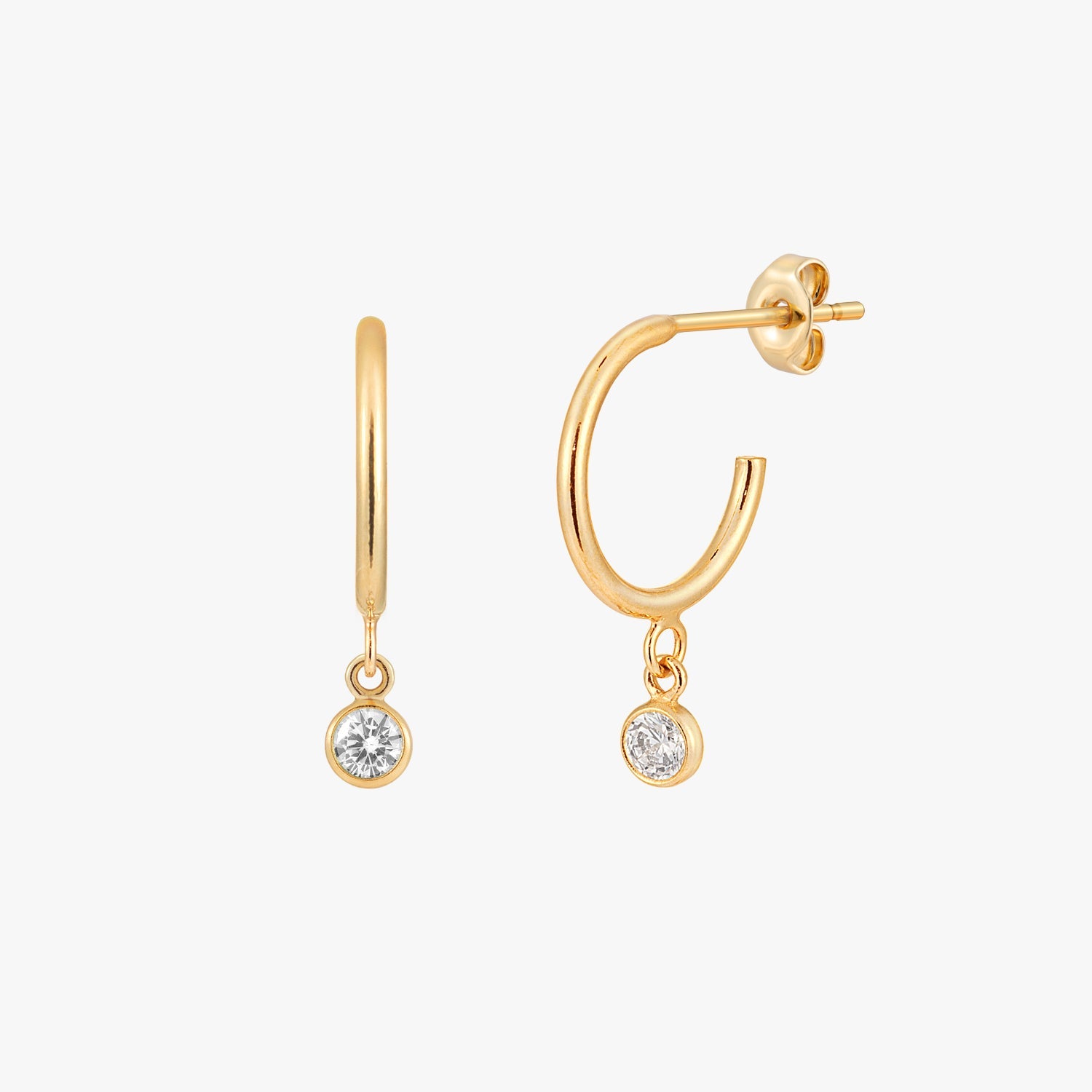 Pure Bezel Half Hoop Earrings