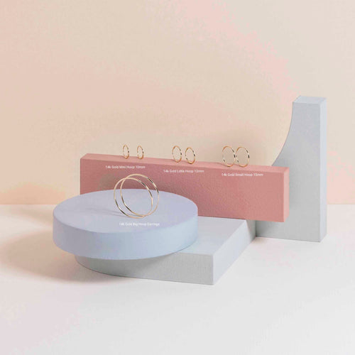 14K Solid Gold Endless Big Hoop Earrings