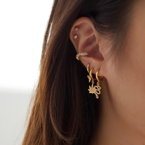 CZ Heart Stud Earrings