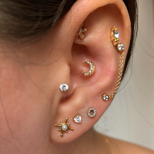 CZ Heart Stud Earrings