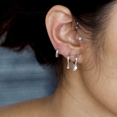 Shaker Disc Huggie Earrings