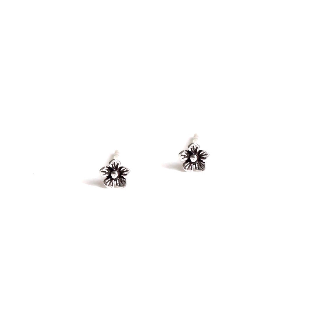 Little Oxidized Jasmine Stud Earrings