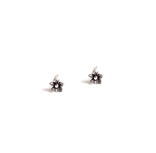 Little Oxidized Jasmine Stud Earrings