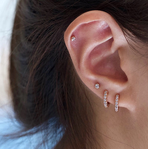 Pave Huggie Hoop Earrings