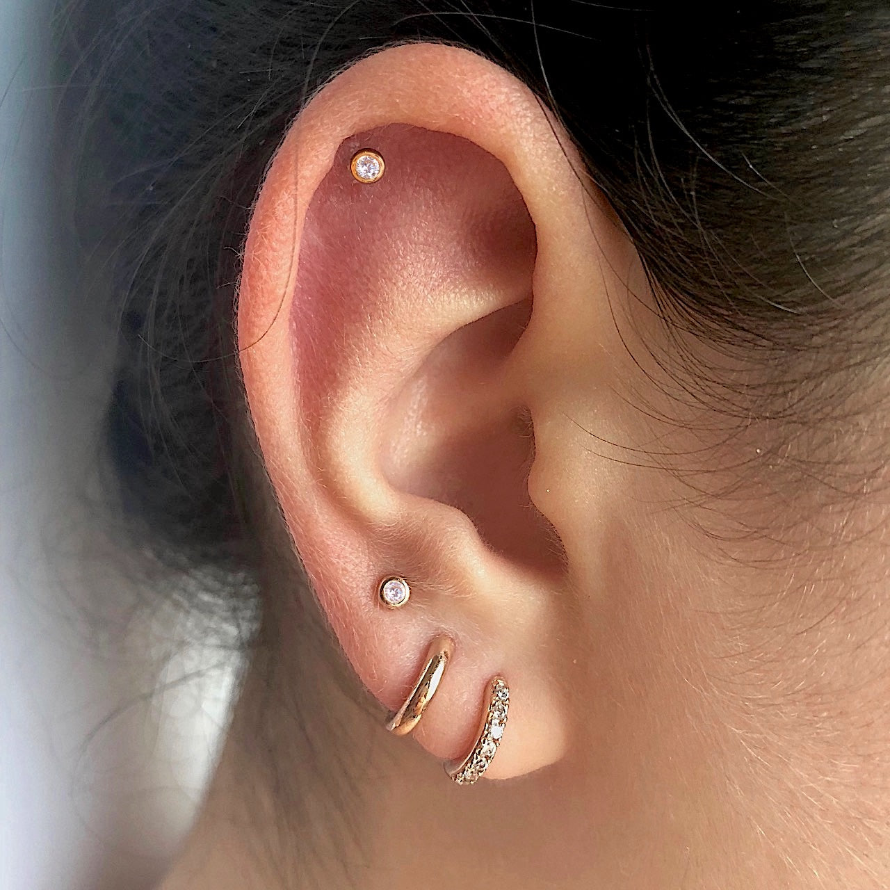 Mini Bezel Stud Earrings