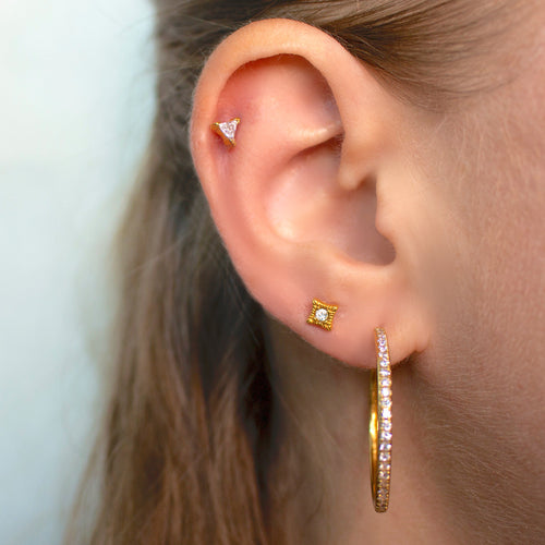 Vintage CZ Rhombus Jeweled Micro Barbell