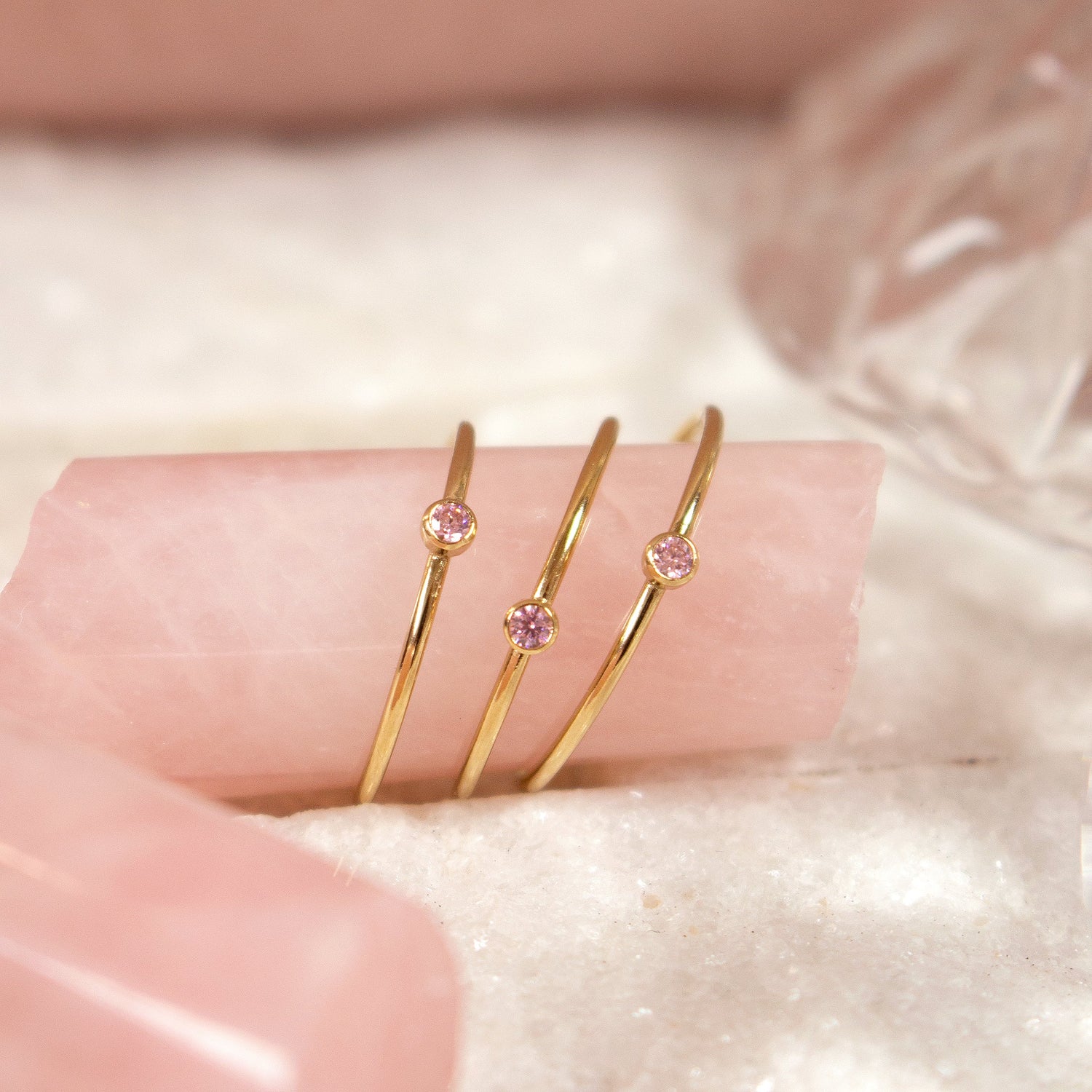 Mini Pink Bezel Ring