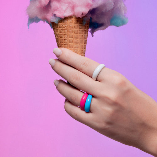 Sky Blue Enamel Dome Ring