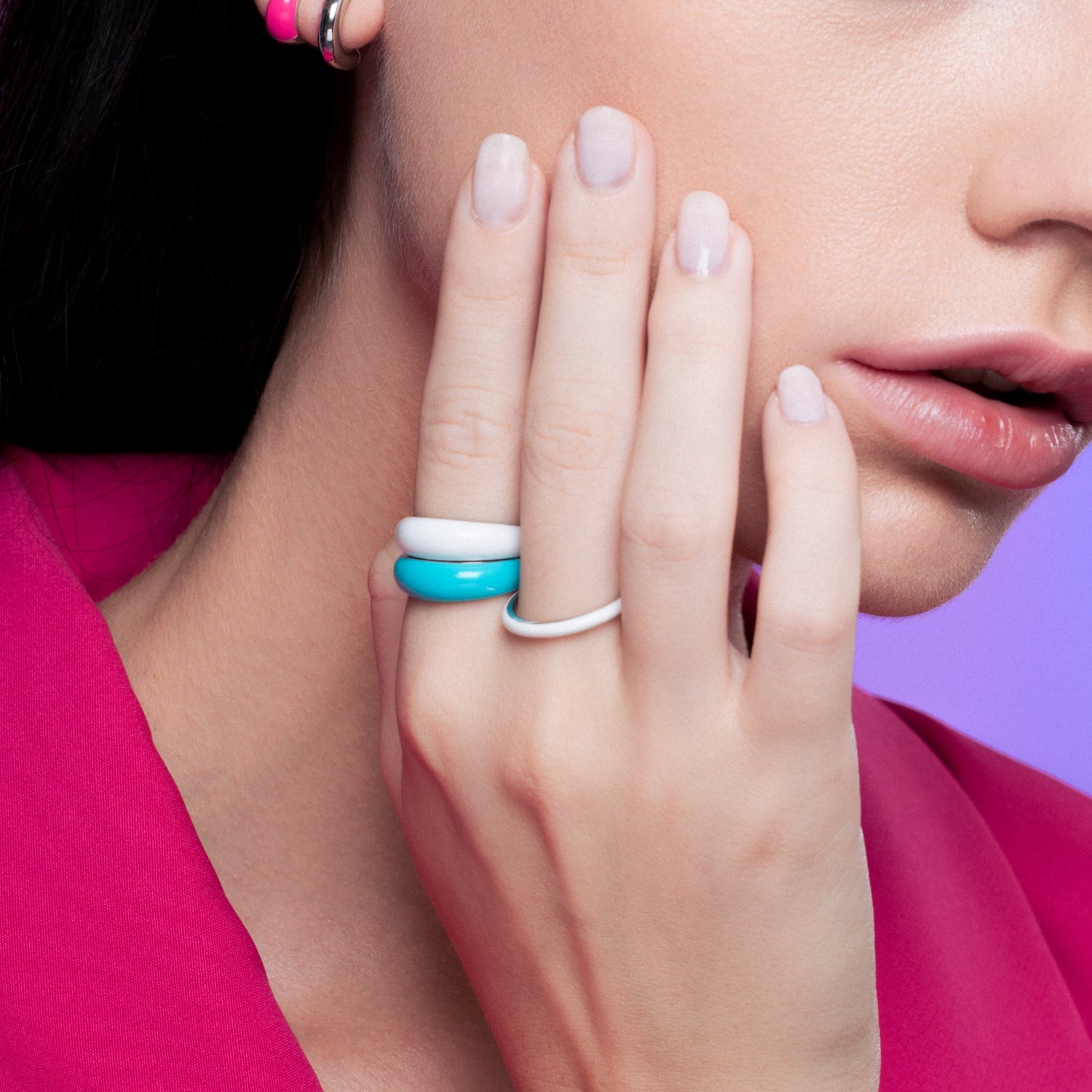 Pearl White Enamel Dome Ring